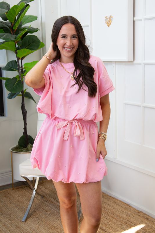 Effortless Charm Pearl Bubble Hem Top