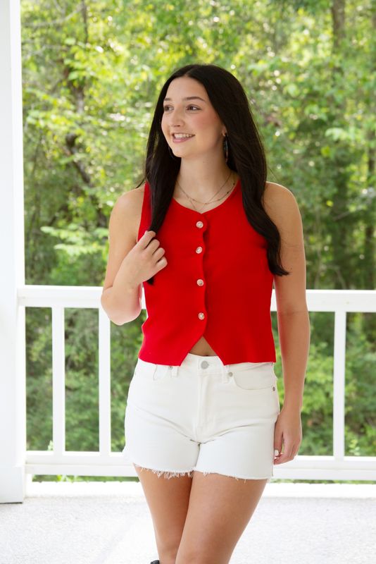 Audrey Sleeveless Button Up Top