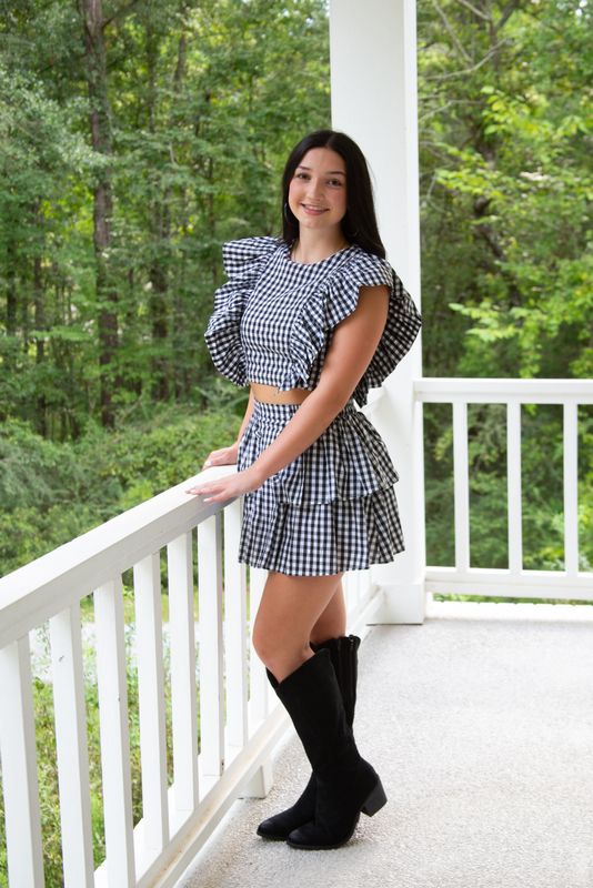 A Little Extra Ruffle Gingham Skirt Set