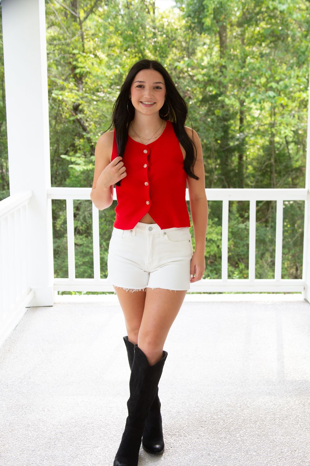 Audrey Sleeveless Button Up Top