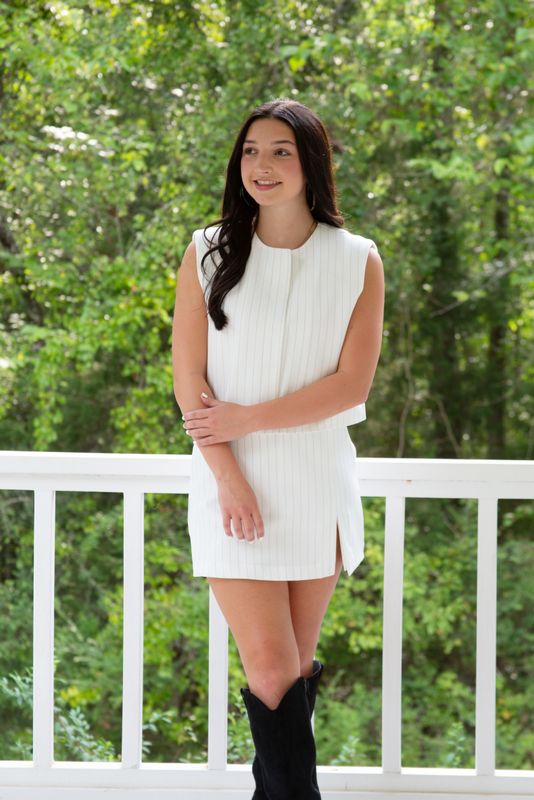 Twirling Time Pinstripe Skort Set