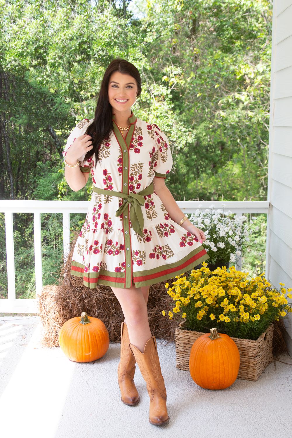 Pass Me By Floral Tie Detail Puff Sleeve Mini Dress