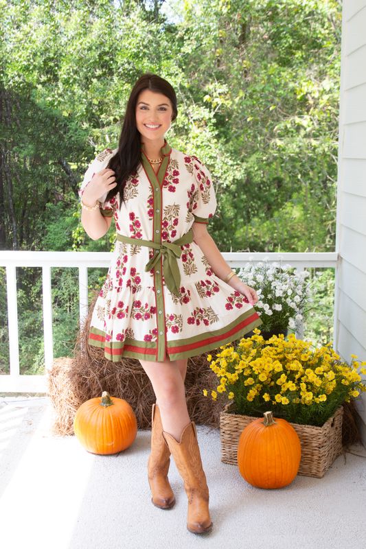 Pass Me By Floral Tie Detail Puff Sleeve Mini Dress