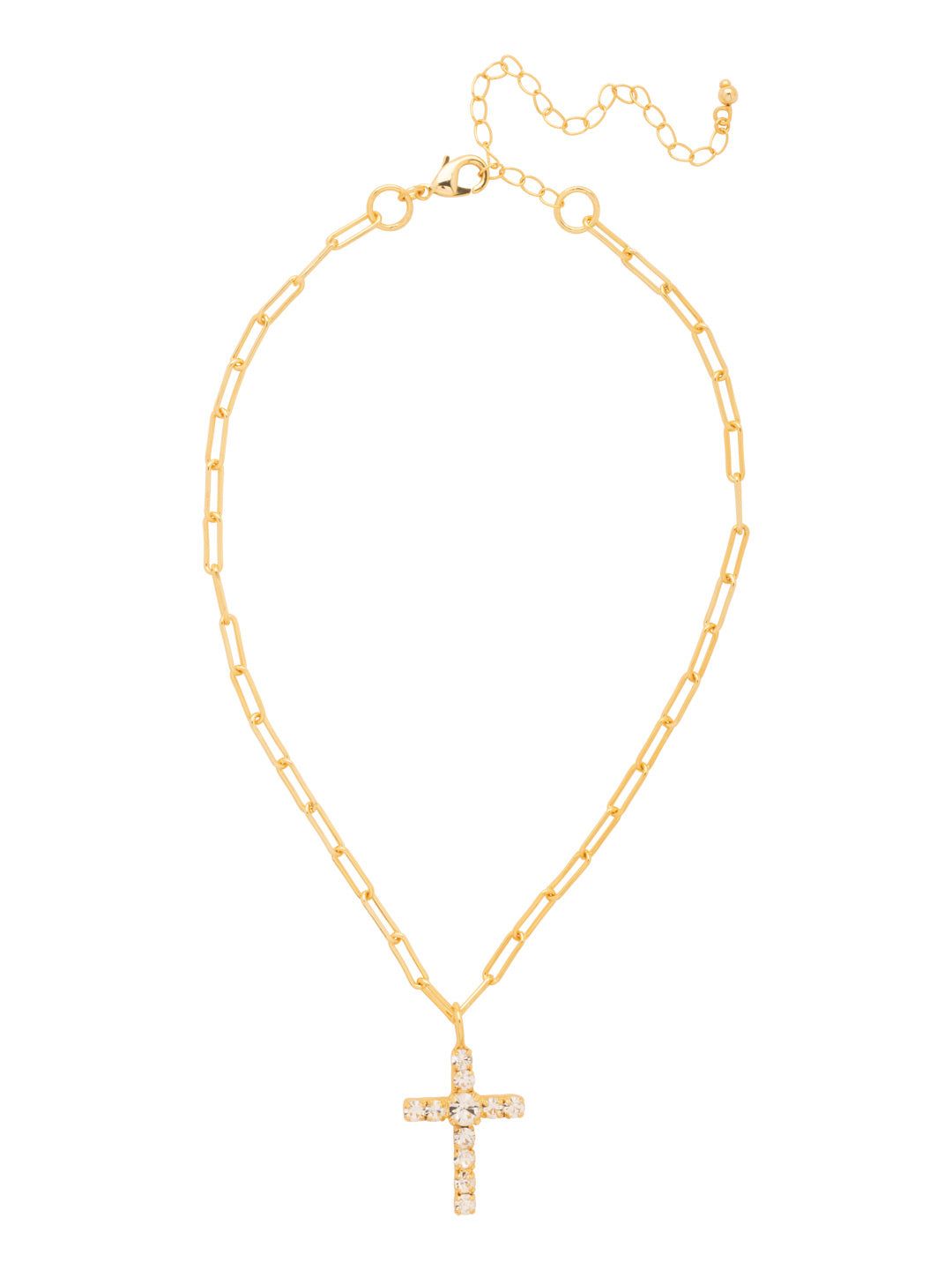 SORRELLI Cross Paperclip Pendant Necklace BG/CRYSTAL