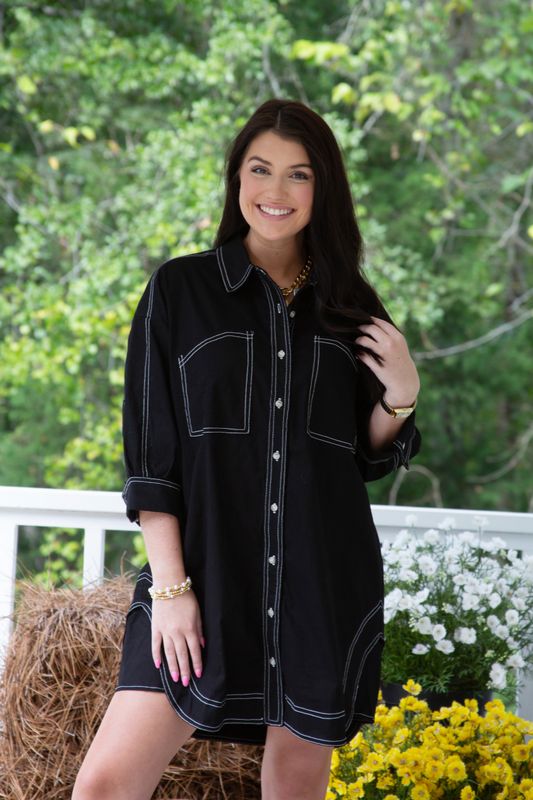 Play Your Games Accent Stitch 3/4 Sleeve Dress