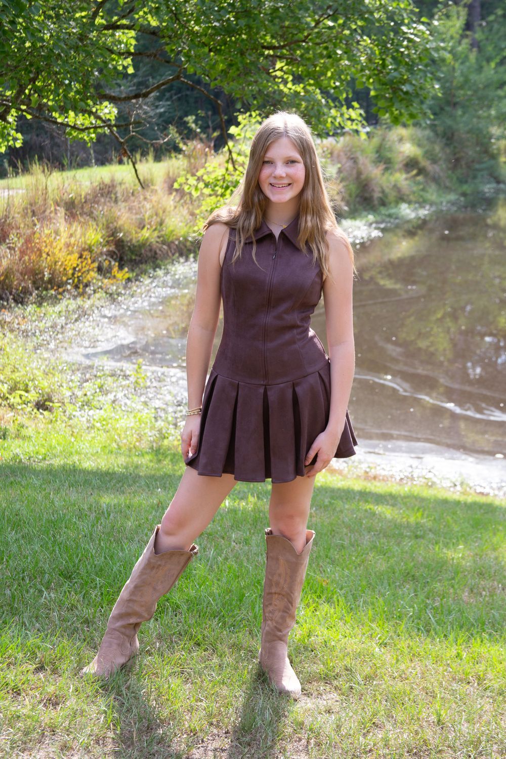 Into the Groove Suede Pleated Detail Mini Dress