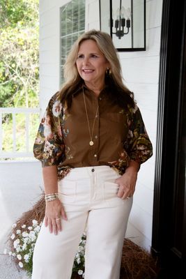 All Day Outing Flora 3/4 Sleeve Top