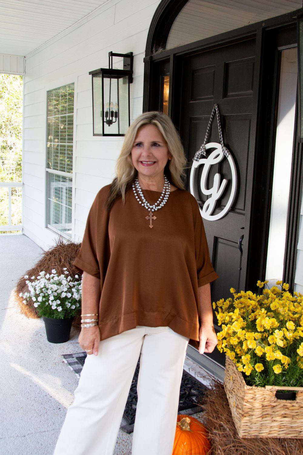 Falling Like Leaves Round Neck Oversized Top