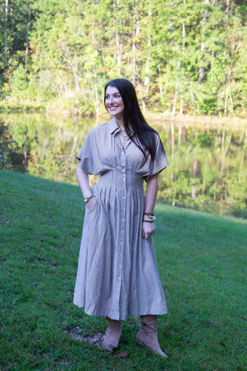 Holding it Together Striped Dolman Pleated Maxi Dress
