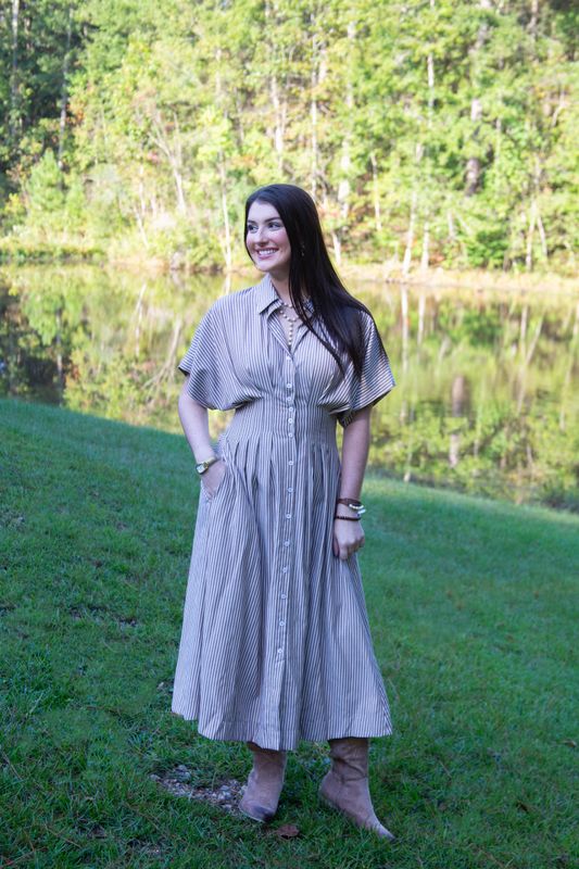 Holding it Together Striped Dolman Pleated Maxi Dress