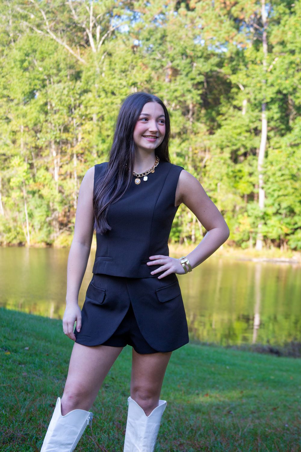 Never Back Down Tailored Sleeveless Crop Top