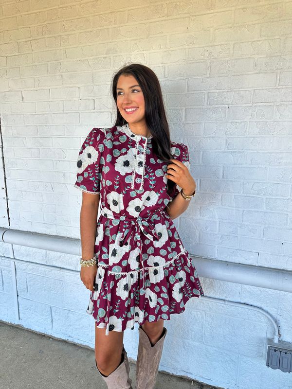 Dressy Detail Puff Sleeve Floral Mini Dress