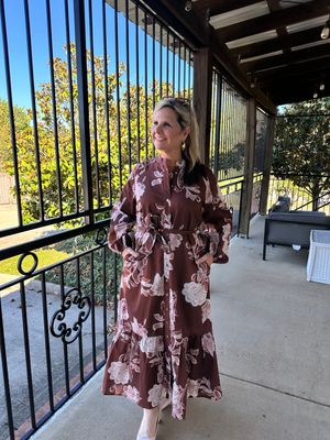 Floral Daydream Long Sleeve Button Down Midi Dress
