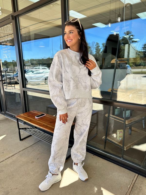 Don&#39;t Wait Up Camo Washed Jogger Set