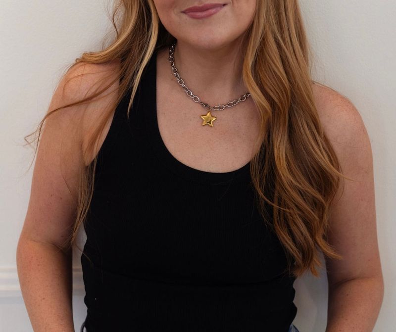 Chan Sutt Two Toned Star Necklace MIXED METAL