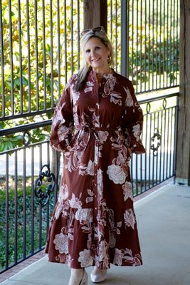 Floral Daydream Long Sleeve Button Down Midi Dress