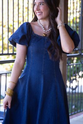 Very Venice Mineral Washed Puff Sleeve Midi Dress