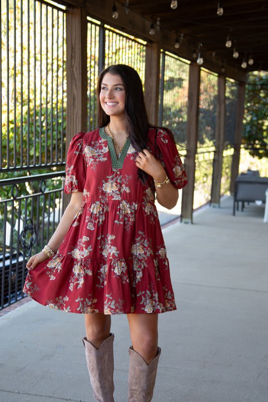 Midnight Confessions V Neck Puff Sleeve Dress