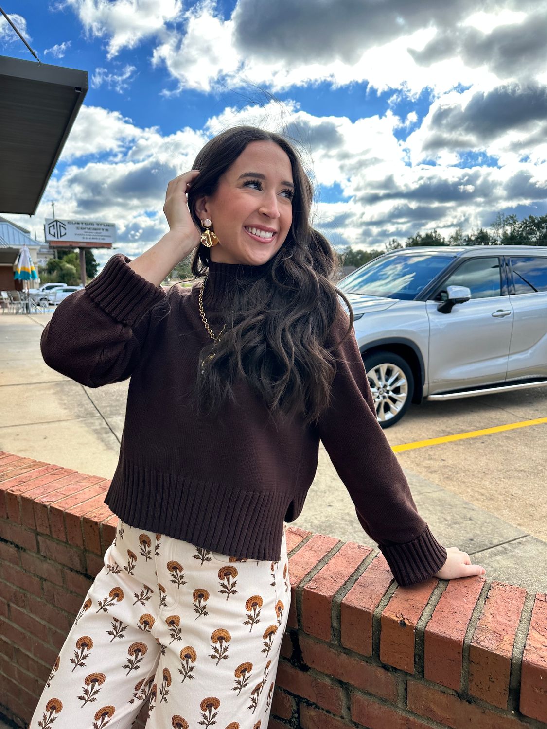 With First Glance Mock Neck Knit Cropped Pullover