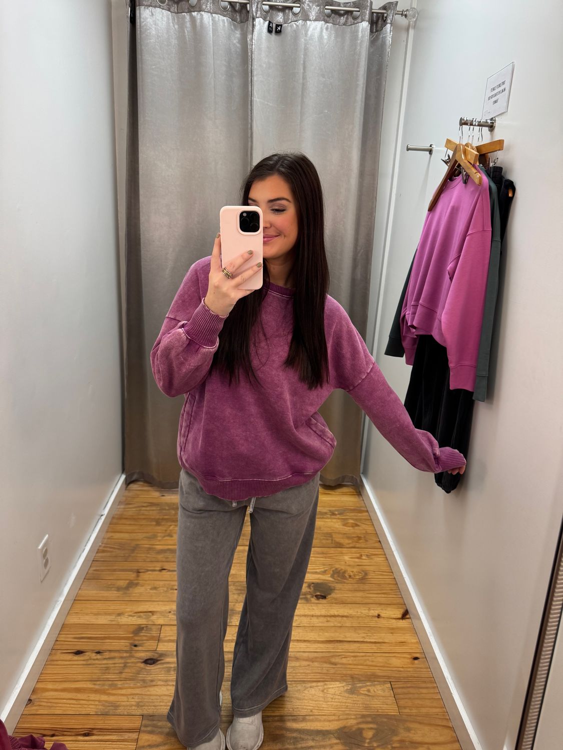 For the Joy Acid Wash Fleece Hi Low Pullover