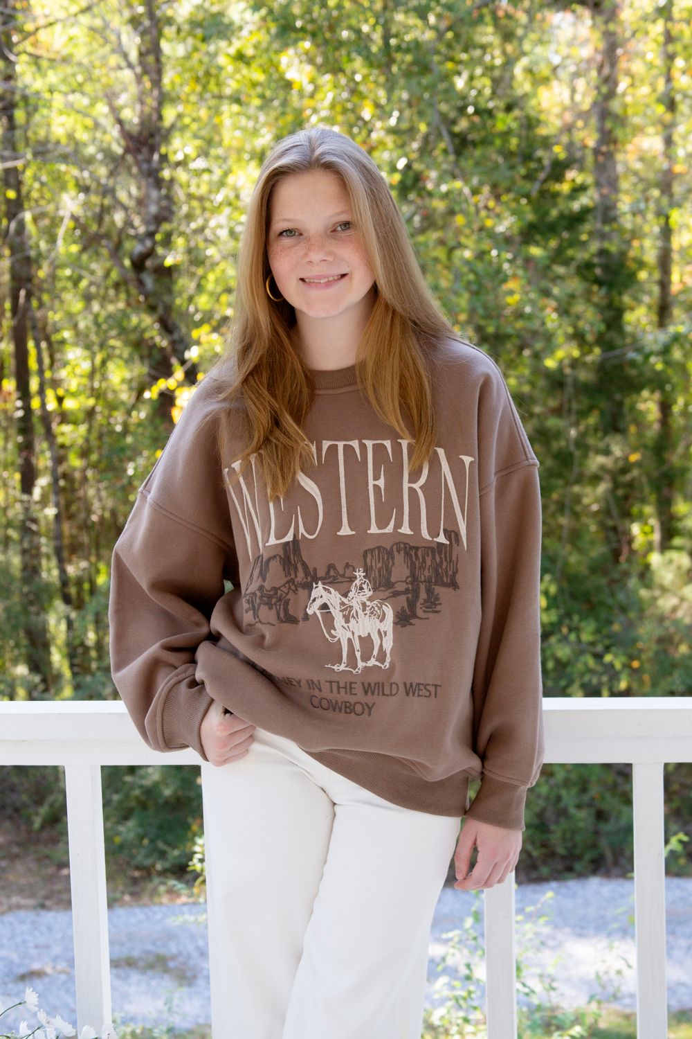 Western Cowboy Crew Neck Oversized Sweatshirt