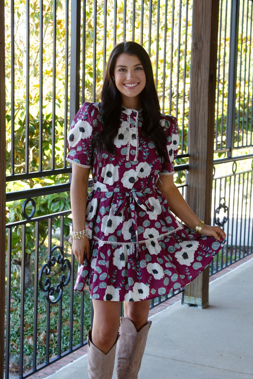 Dressy Detail Puff Sleeve Floral Mini Dress