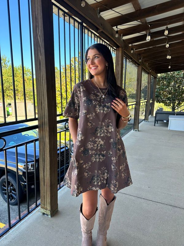 Needing More Floral Print Short Sleeve Mini Dress