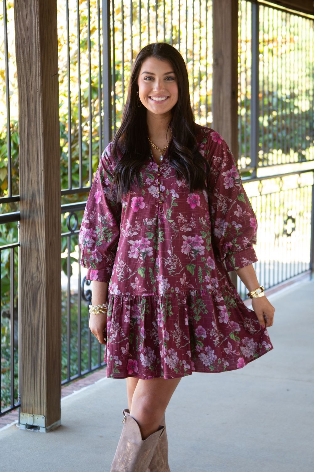 Successful Style 3/4 Sleeve Floral Mini Dress