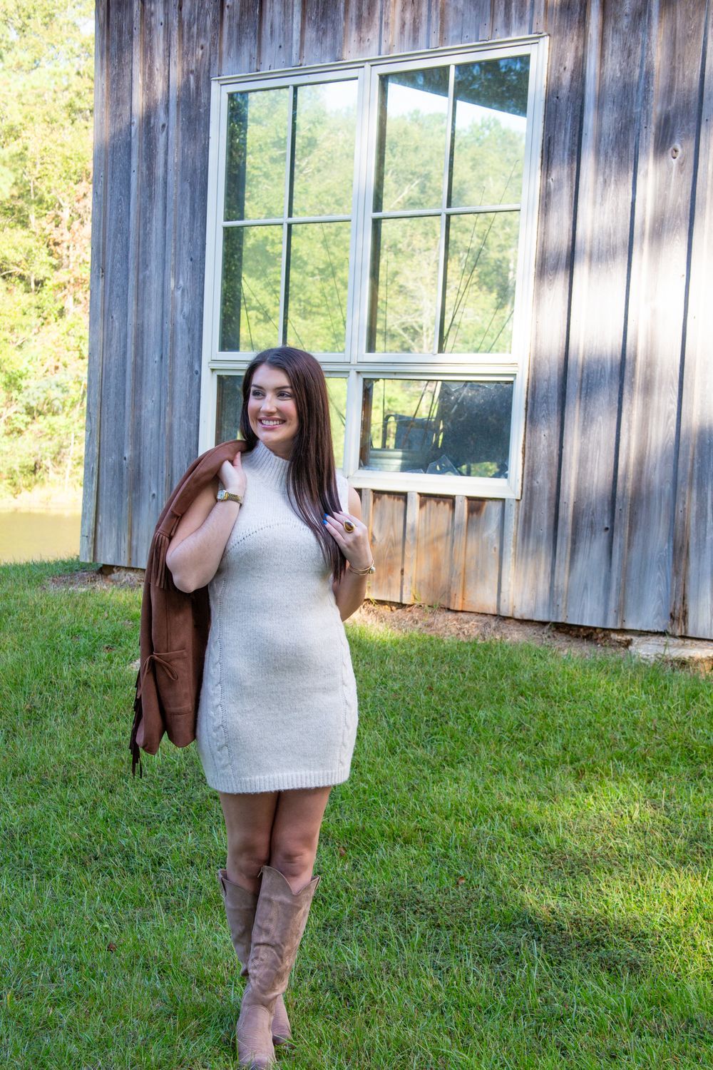 Morning Momentum Sleeveless Mock Neck Sweater Mini Dress