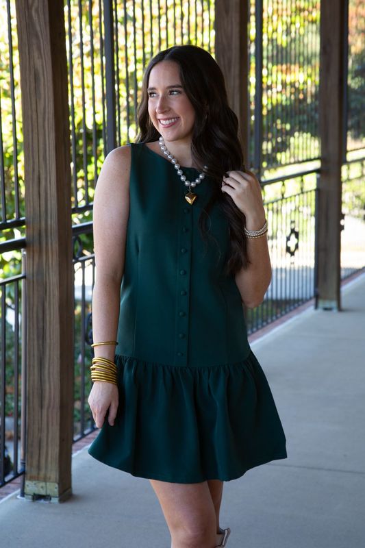 Spotlight On Me Boat Neck Sleeveless Button Down Mini Dress