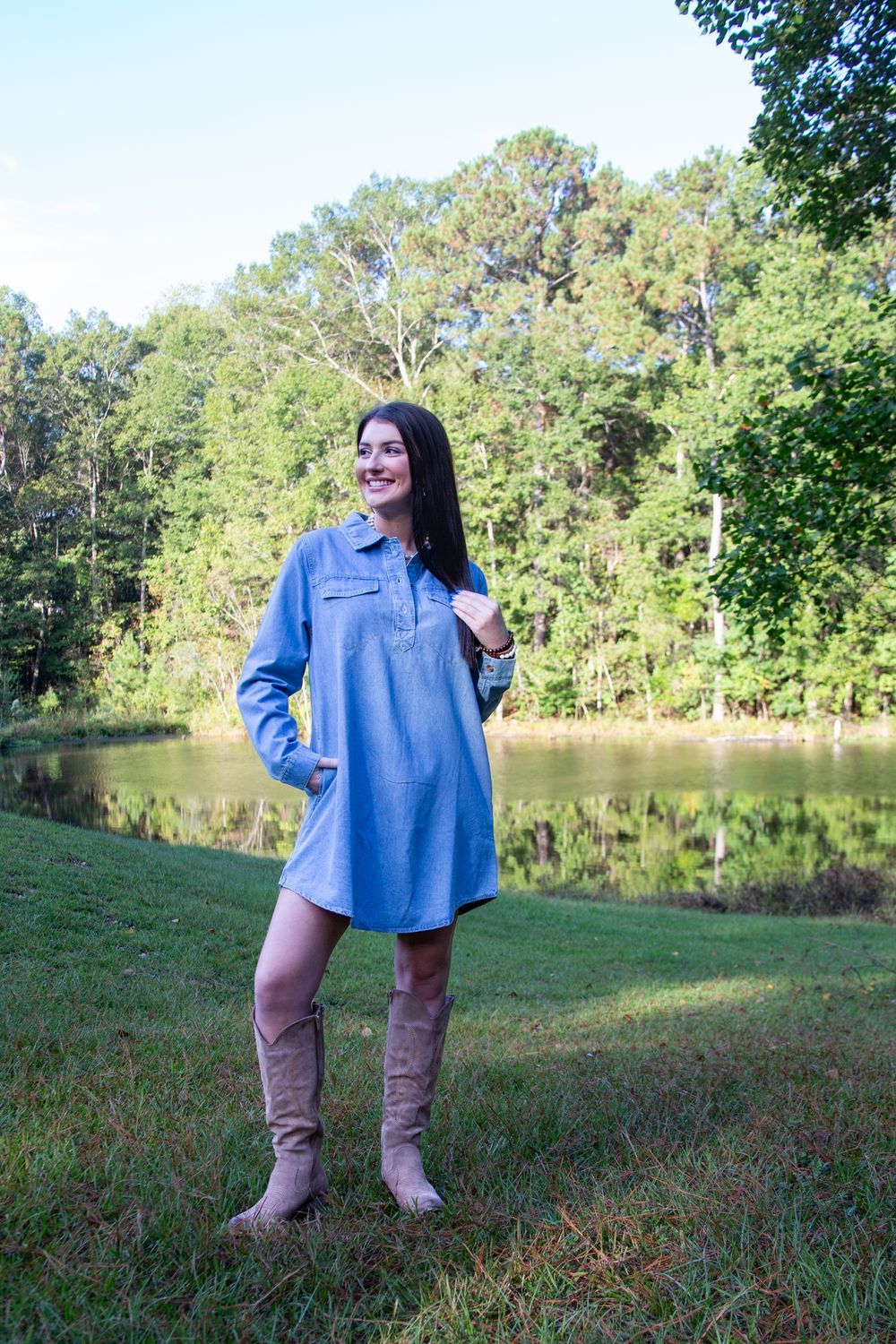 Cancelling Plans Flap Pocket LS Mini Dress