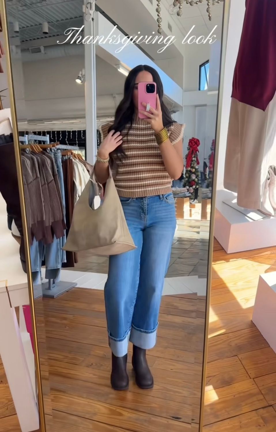 Harvest Hour Striped Mock Neck Sleeveless Sweater Vest