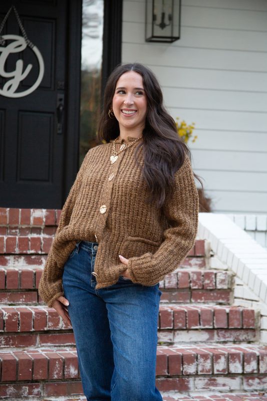 Coffee Break Chunky Knit Sweater Cardigan