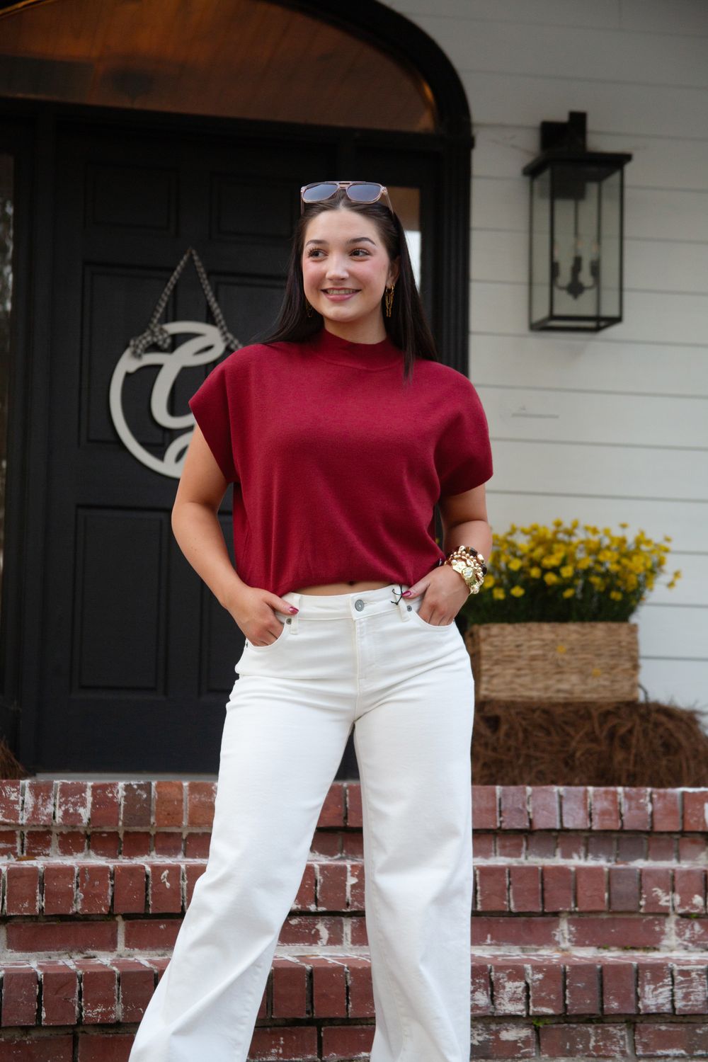 Softly Spoken Mock Neck Short Sleeve Top