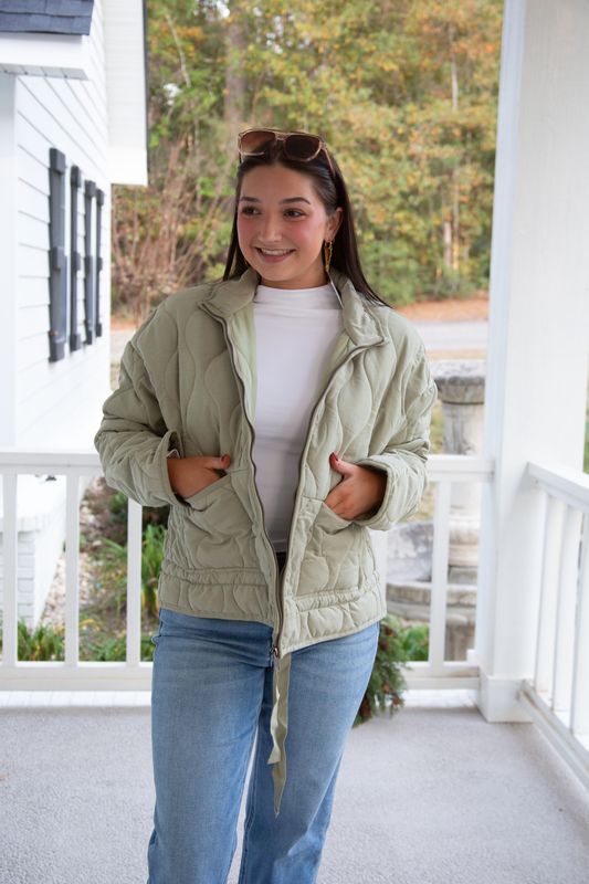 Cover Me Up Quilted Jacket w/ Drawstring Hem