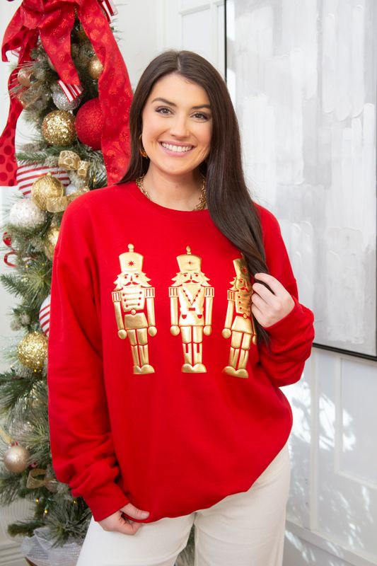 Nutcracker Metallic Puff Graphic Sweatshirt