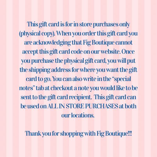 In Store Gift Card