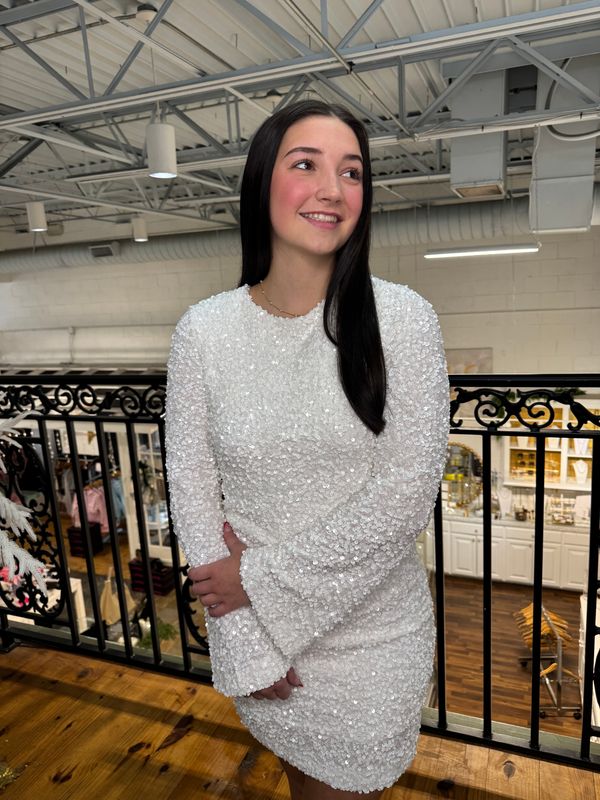 Keep the Composure Back Bow Detail Sequin Dress