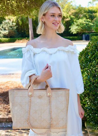 Melissa Tote Bag NATURAL LATTICE TAN