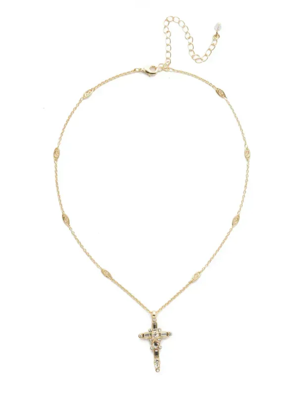 SORRELLI Dierdre Cross Pendant Necklace BG/CRYSTAL