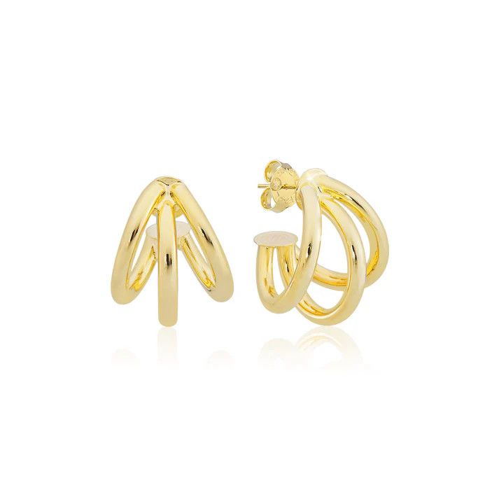 Small Triple Claire Hoop , Color: SHINY GOLD
