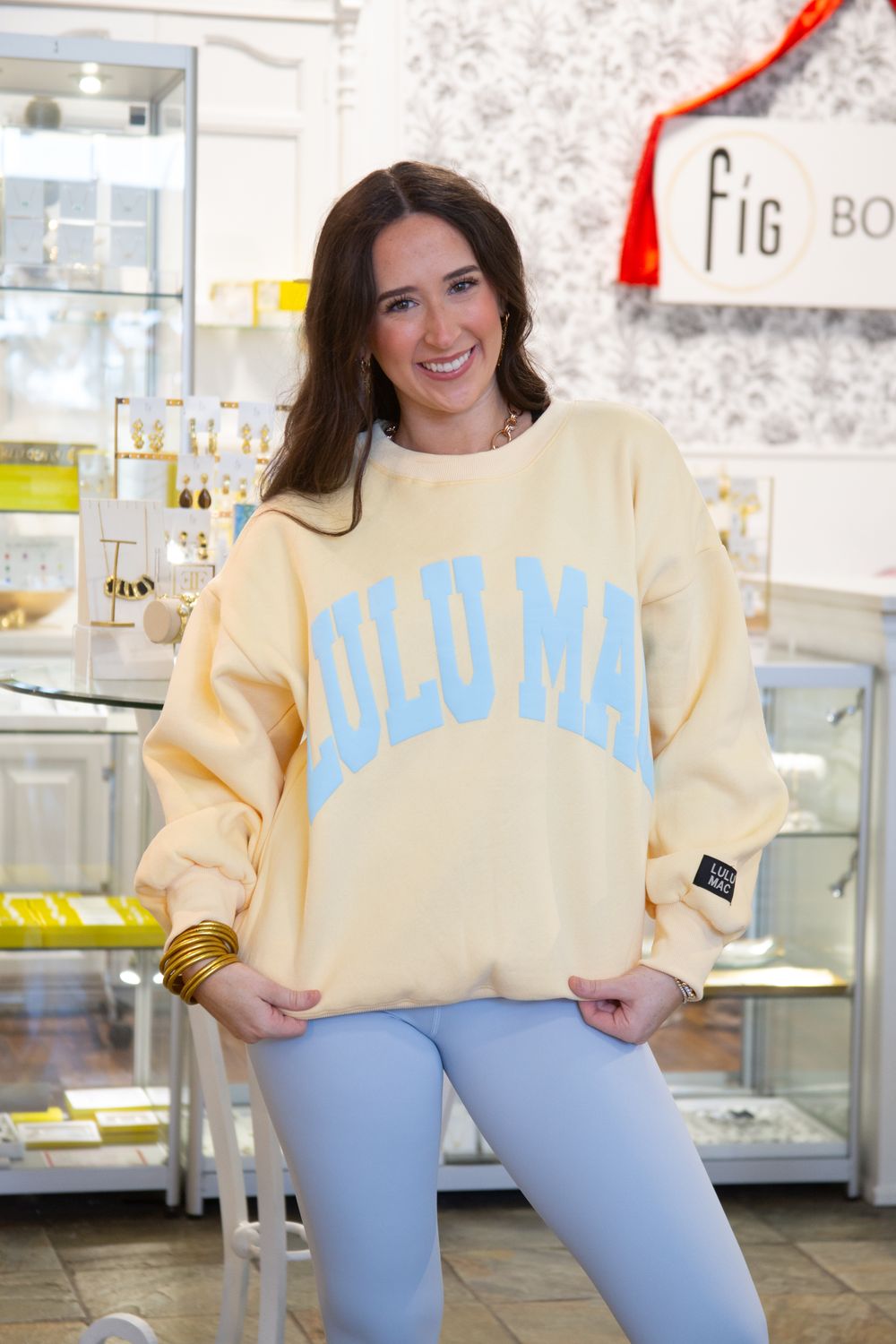 LULU MAC Sweatshirt, Color: BUTTER/LIGHT BLUE, Size: SMALL