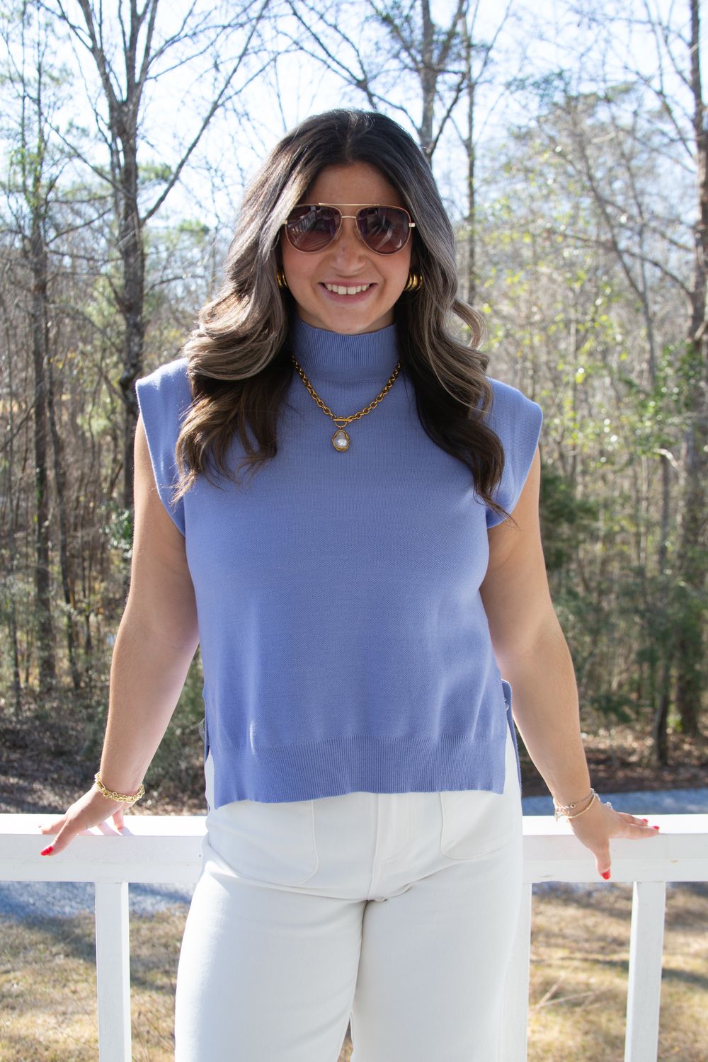 Rain or Shine Mock Neck High Low Sweater Top