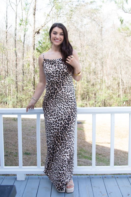 Try Again Cowl Neck Leopard Satin Maxi Dress