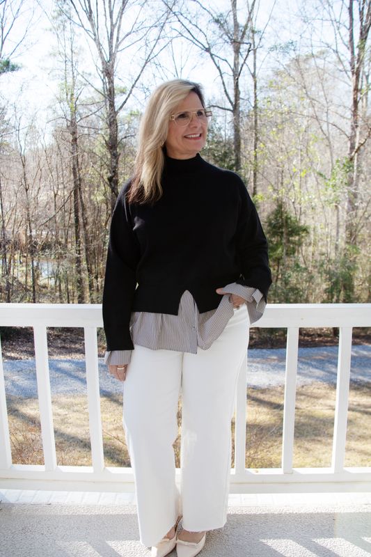 Twisted Theories Sweater Vest Striped Button Down Top