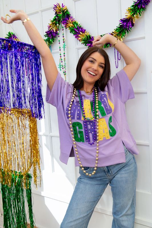 Mardi Gras Oversized Stud Graphic Tee