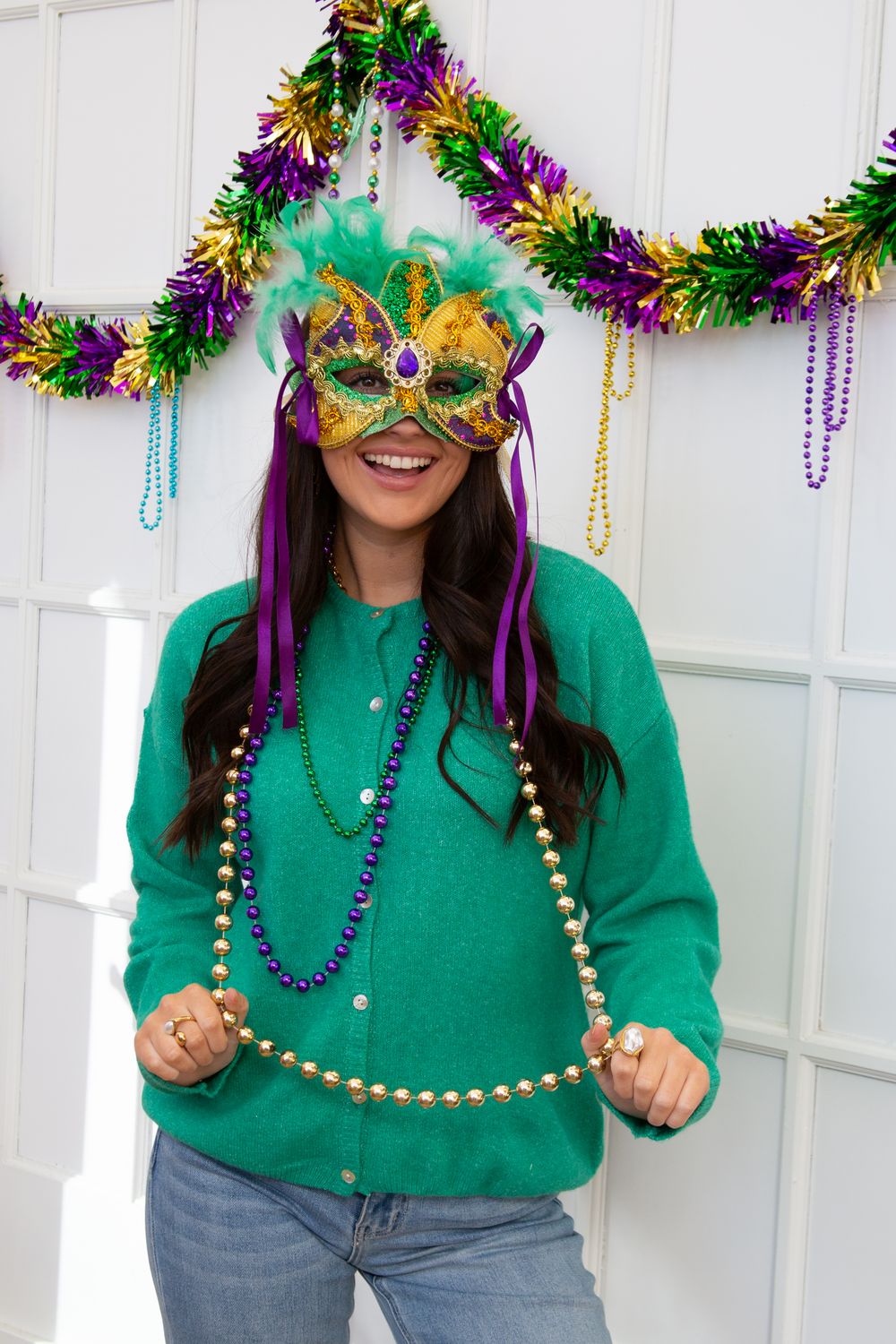 Next to You Crew Neck Sweater Cardigan, Color: GREEN, Size: XS