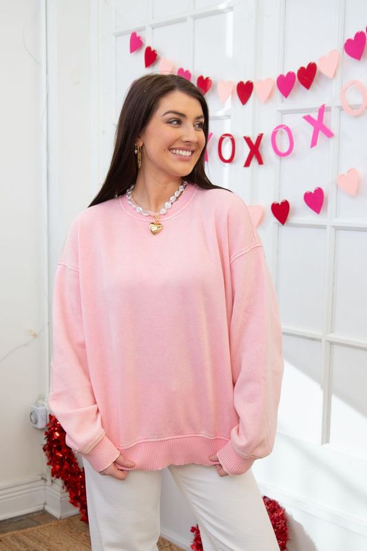 Feel Your Love Acid Wash Pullover