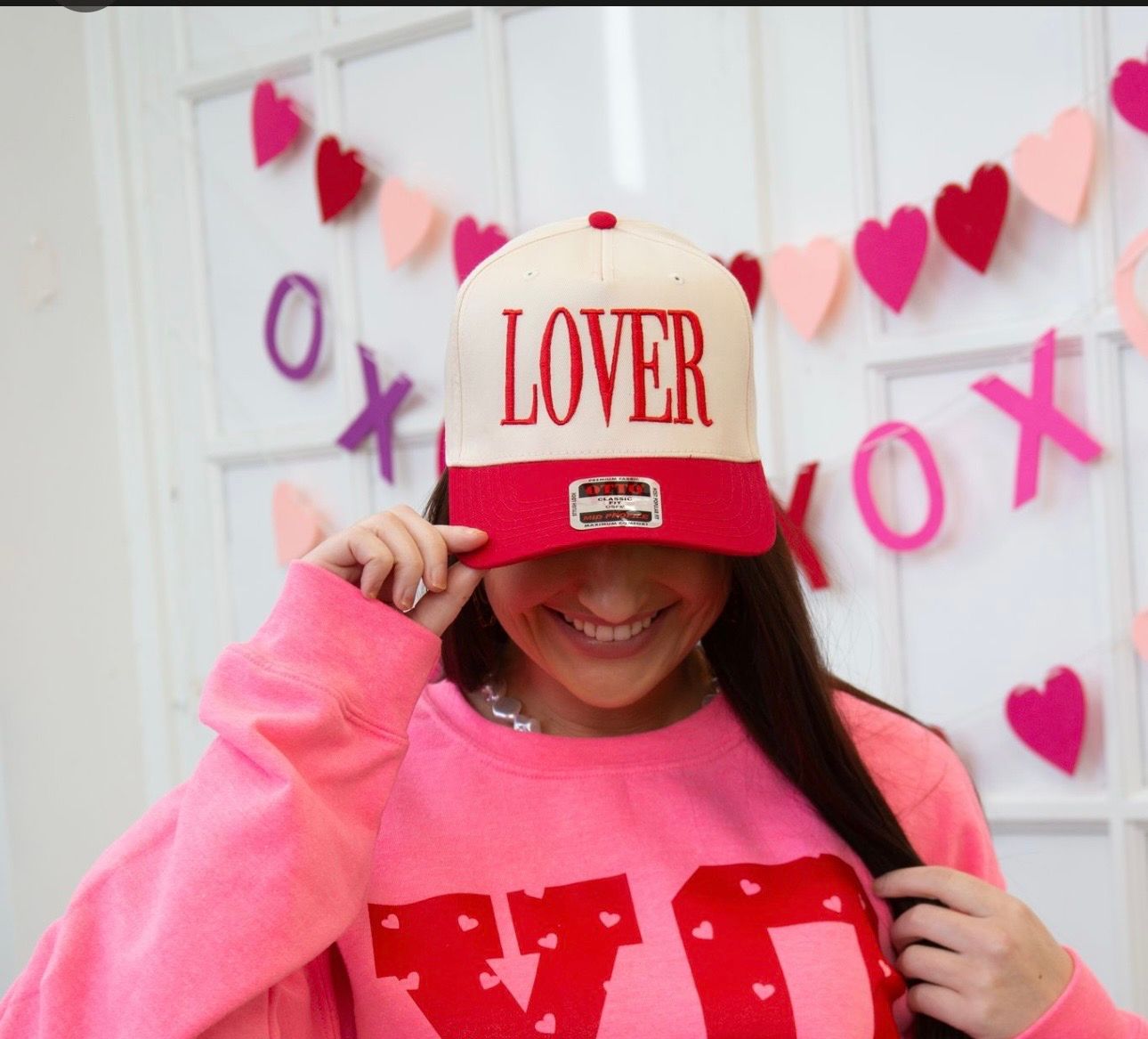 Lover Puff Embroidery Trucker Hat RED