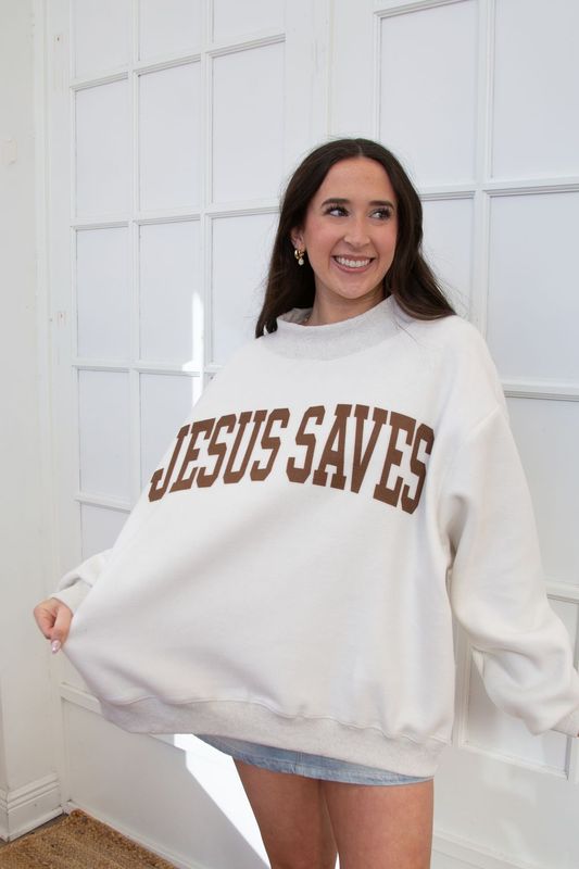 JESUS SAVES Reversible Mock Neck Sweatshirt